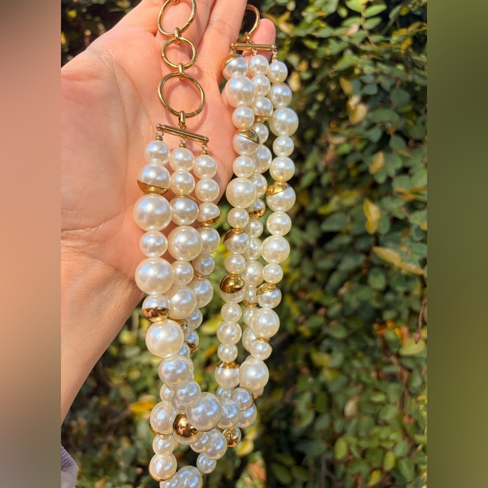 NEW! Classic Gold & Pearl Multi-Strand Necklace - Picture 3 of 12